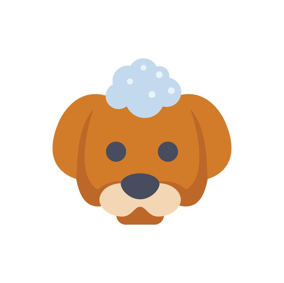 Cute dog taking bath with foam on head vector