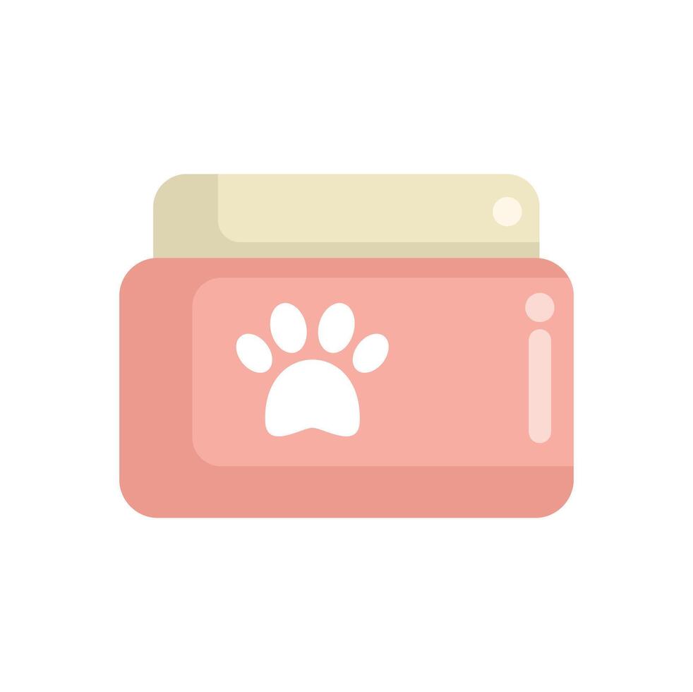 Pink cosmetic product jar with paw print for pet care vector