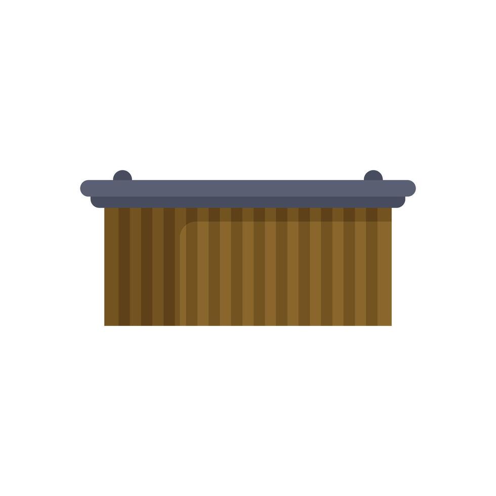 Large rectangular empty top wooden hot tub icon vector