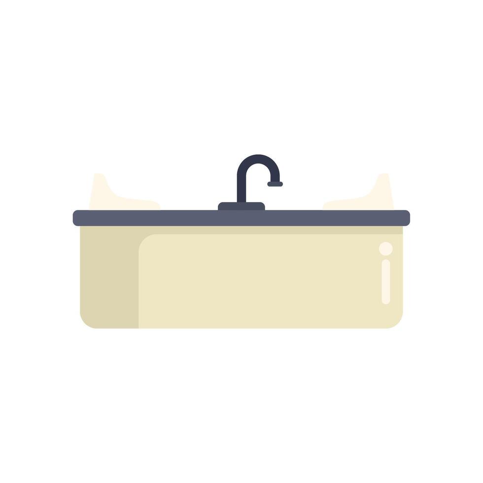 Modern kitchen sink with faucet for washing dishes vector