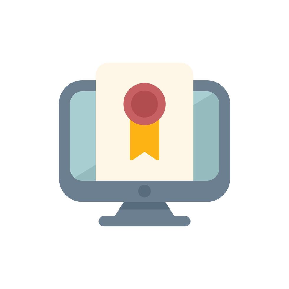 Computer displaying certificate for online graduation or course completion vector