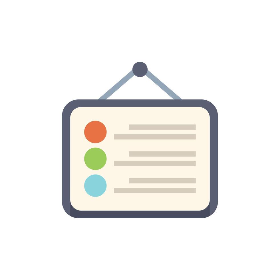 Hanging whiteboard showing business strategy for project management vector