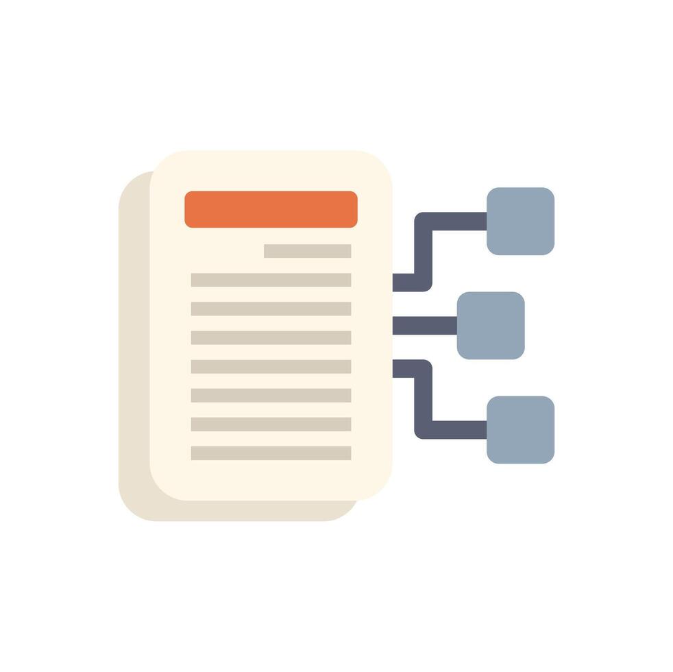 Document management system connecting data with lines and squares icon vector