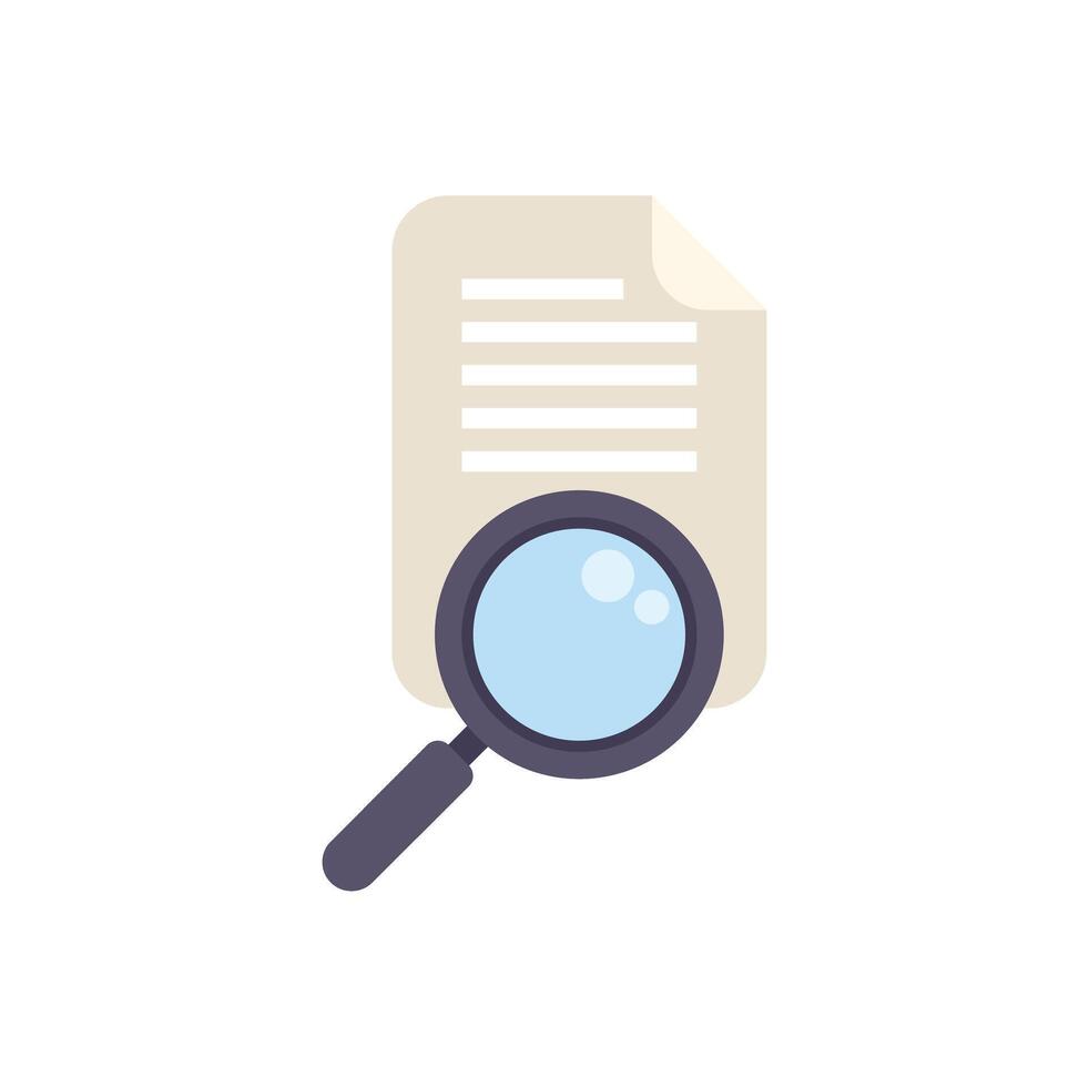 Magnifying glass examining document for errors in contract vector