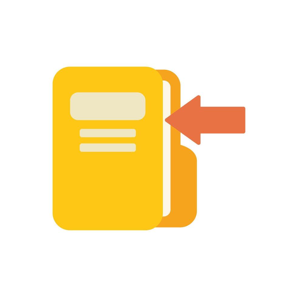 Red arrow pointing at open yellow folder representing data input vector