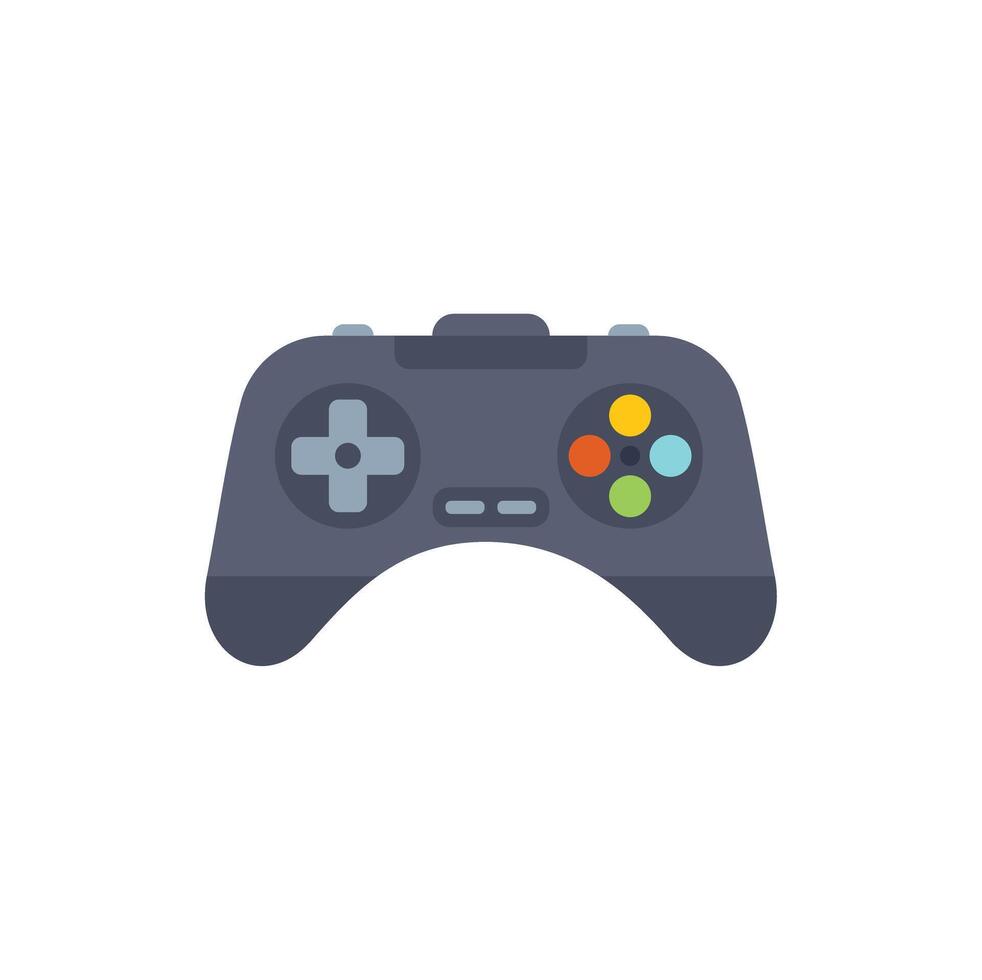 Black gamepad controller featuring colorful buttons for gaming vector