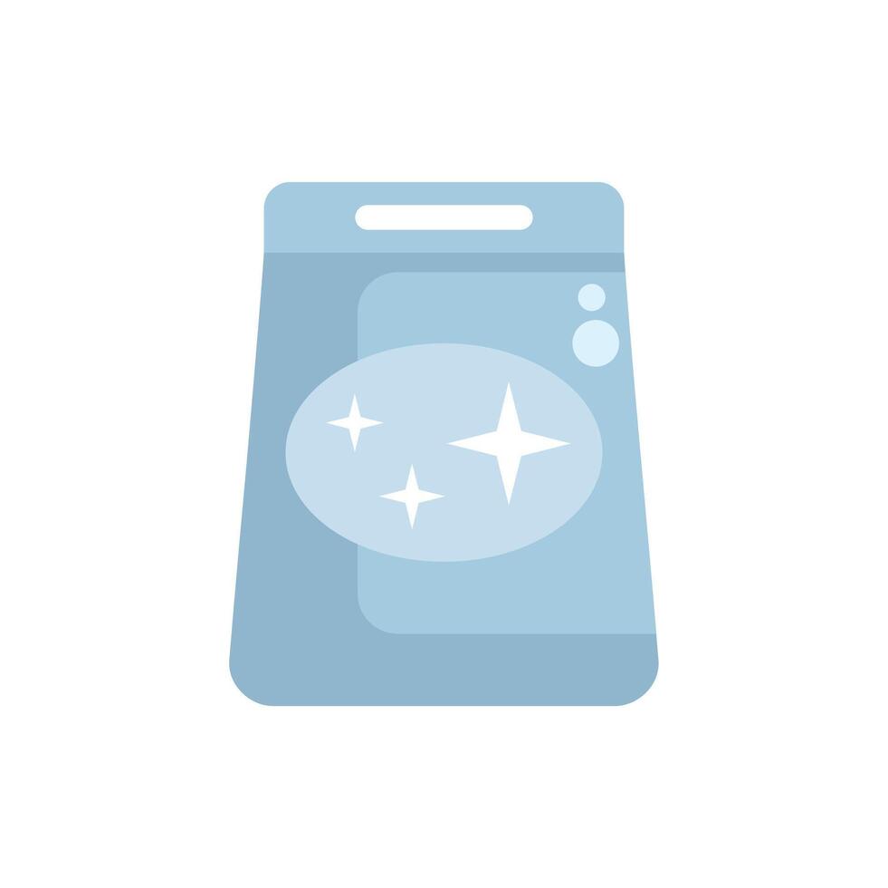 Washing powder detergent package icon showing cleanliness and shine vector
