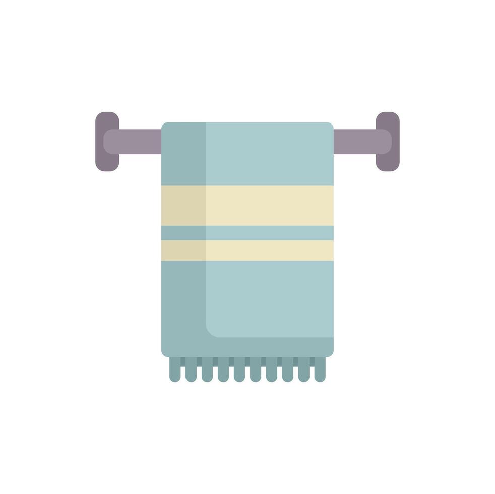 Clean towel hanging on metallic hanger icon flat style vector