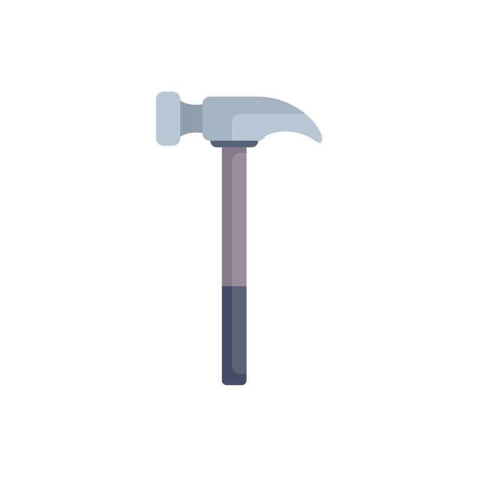 Claw hammer standing with wooden handle and steel head vector