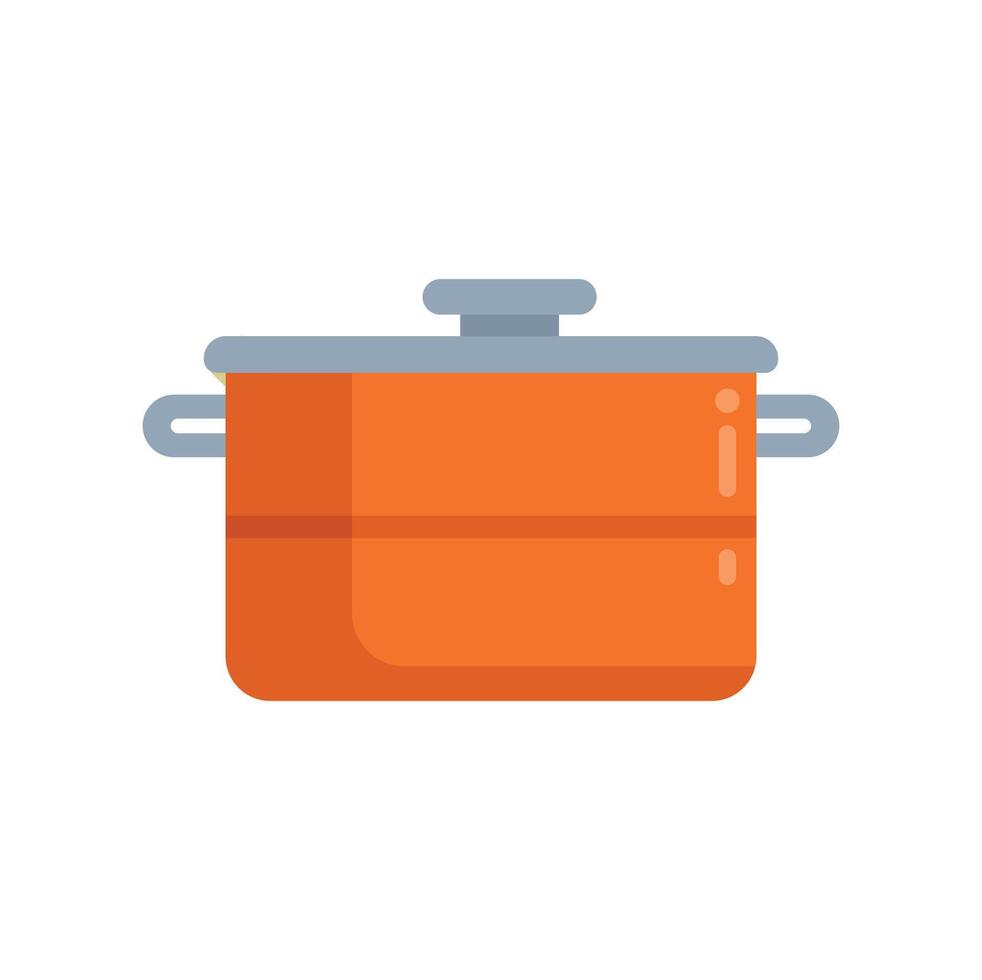 Orange cooking pot with lid on white background vector