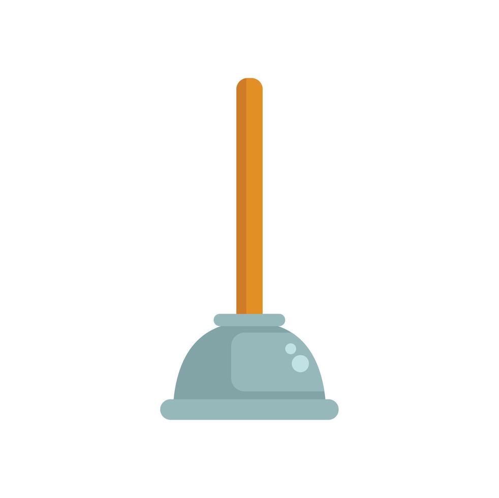 Classic toilet plunger with wooden handle for clogged pipes illustration vector