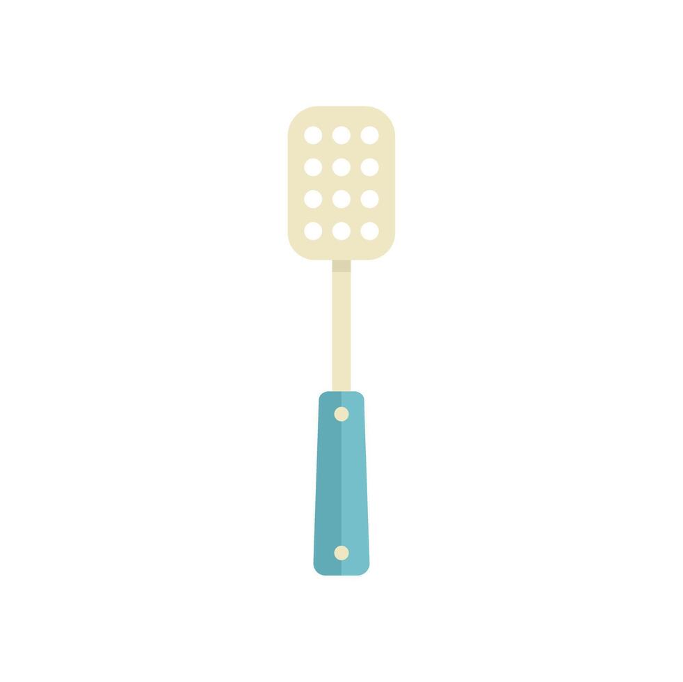 Slotted spatula for cooking is standing up on white background vector