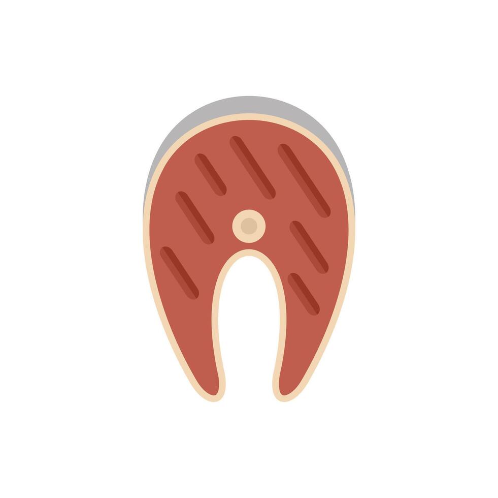 This illustration shows a grilled salmon steak vector