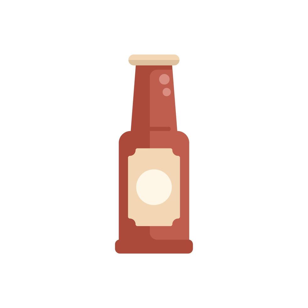 Brown bottle with blank label containing ketchup or bbq sauce vector