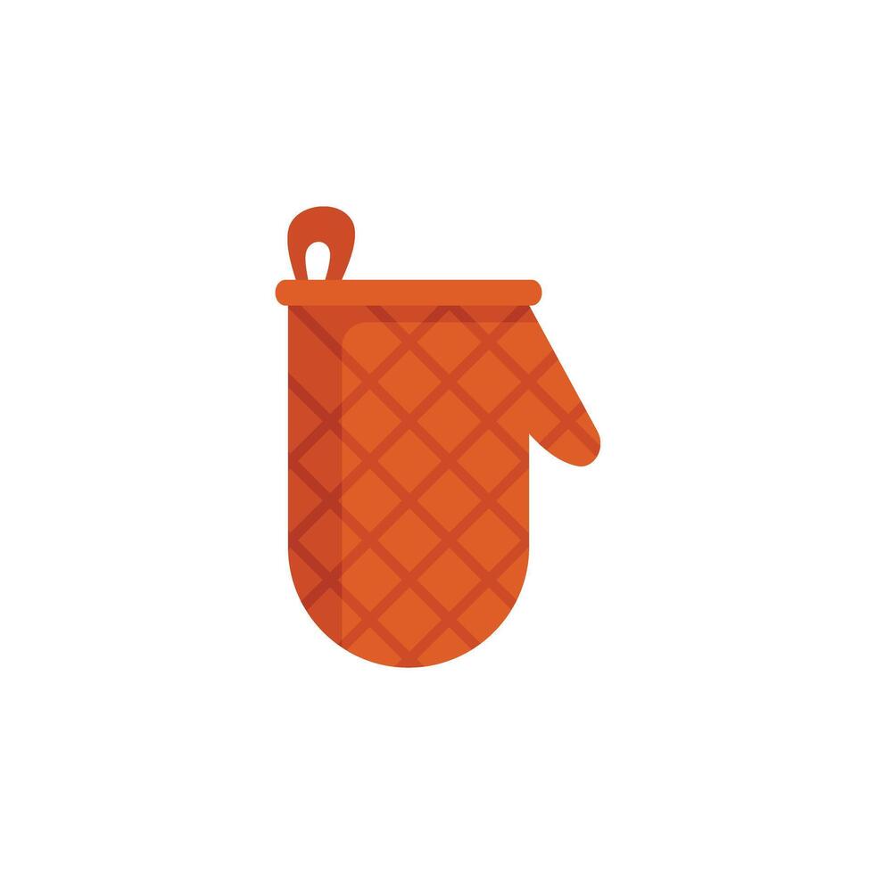Orange oven mitt protecting hand from burns while cooking vector
