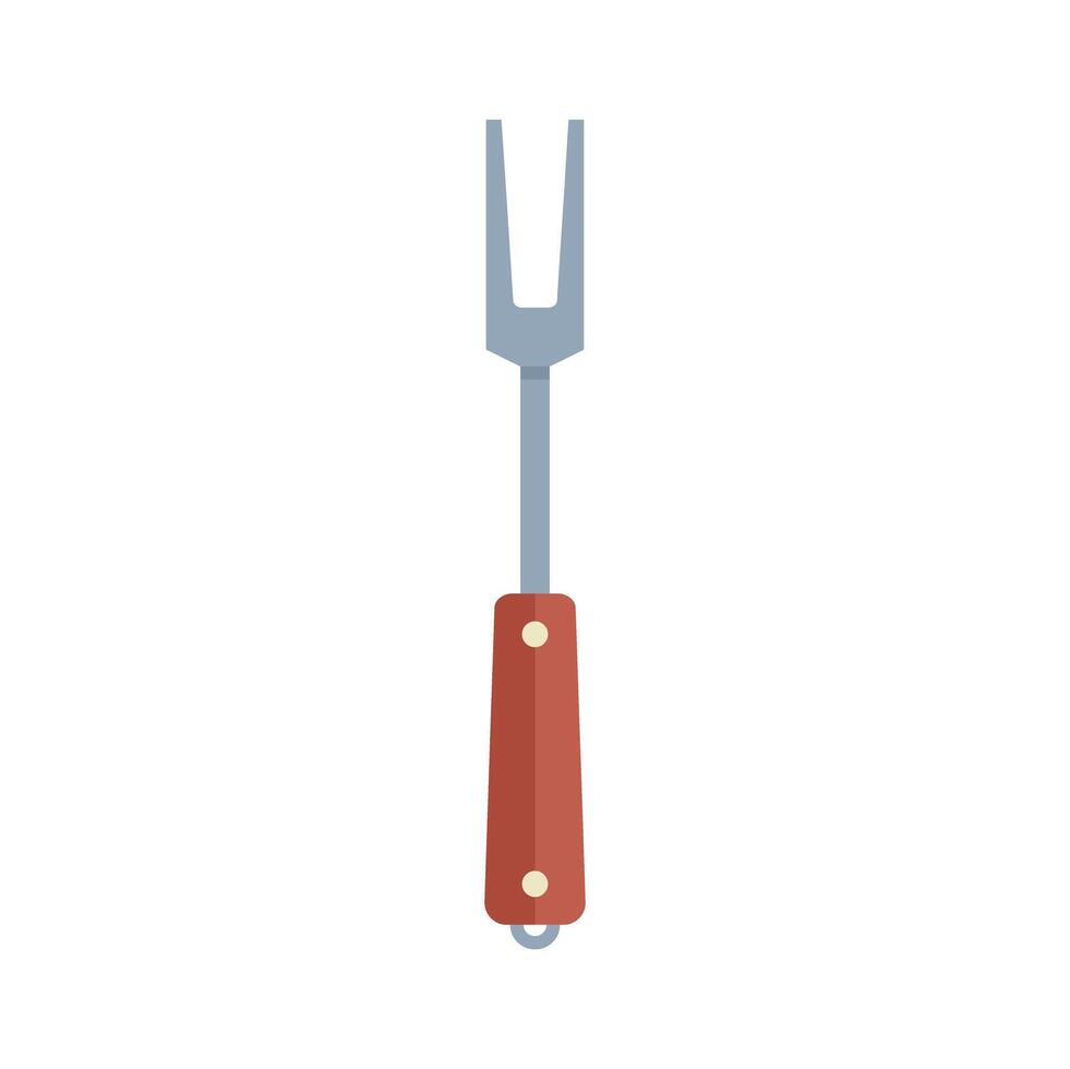 Large barbecue fork with wooden handle for grilling meat vector