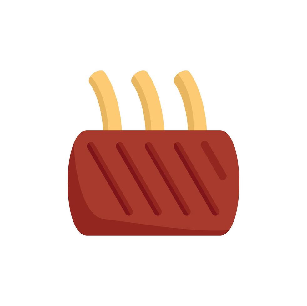 Grilled rack of lamb with bone in flat design style vector