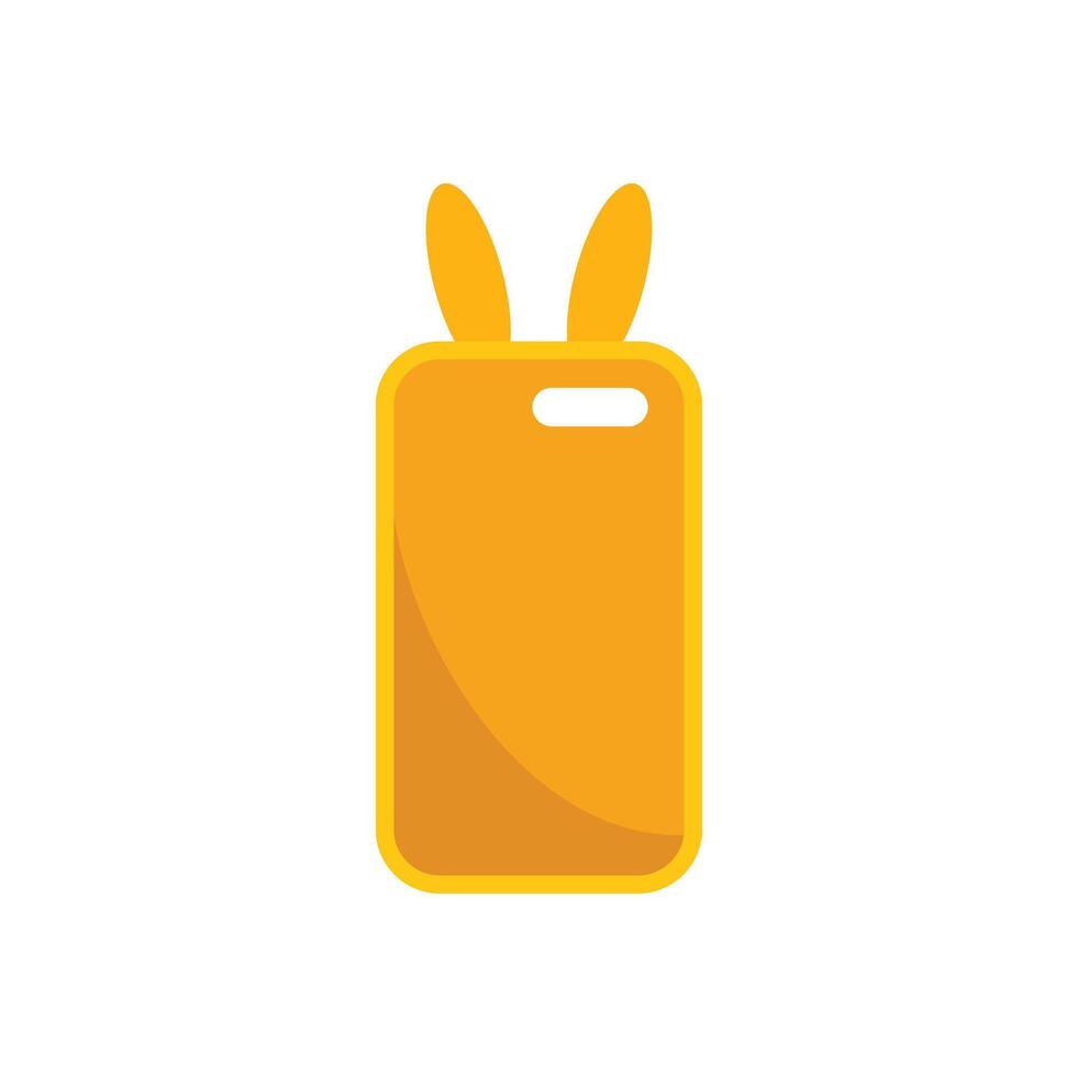Orange phone case with bunny ears featuring back camera hole vector