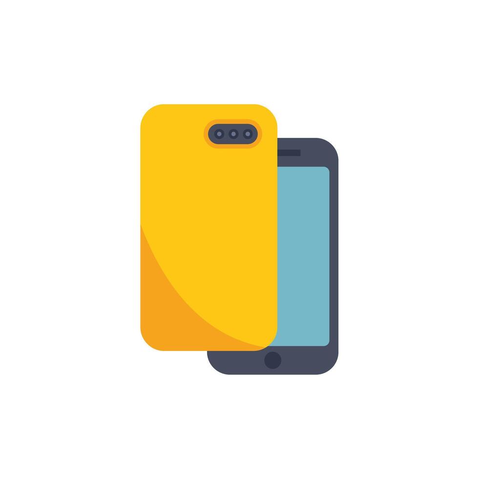 Yellow phone case protecting modern smartphone vector
