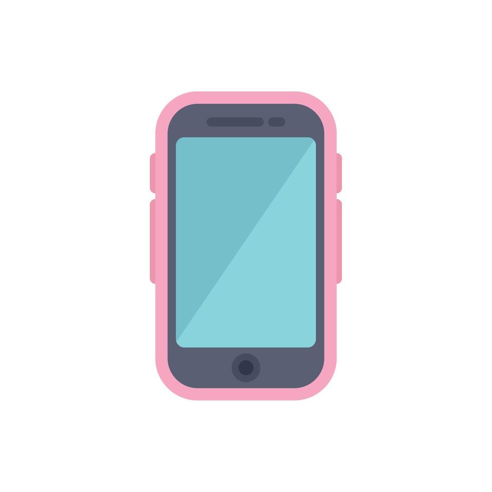 Smartphone with pink case showing blank screen vector