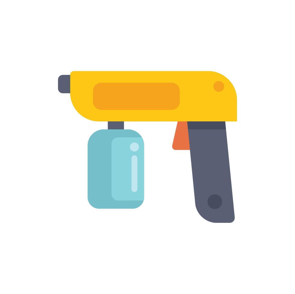 Yellow spray gun with blue tank for painting or cleaning vector