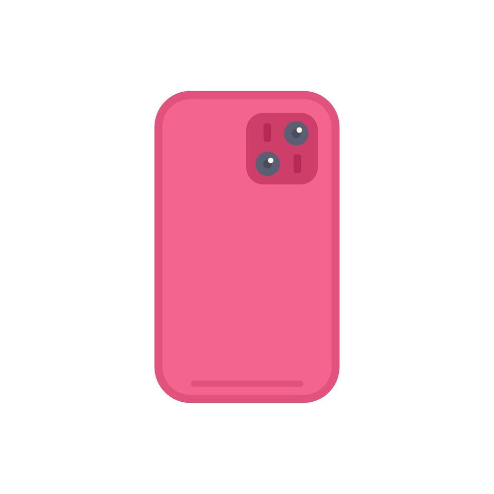 Pink smartphone having two cameras and flashlight showing back side vector