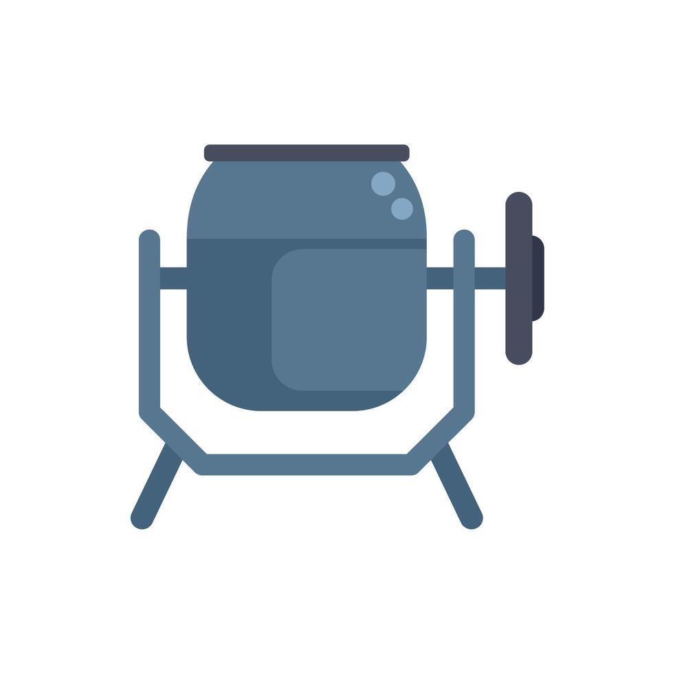 Concrete mixer mixing cement for construction works on white background vector