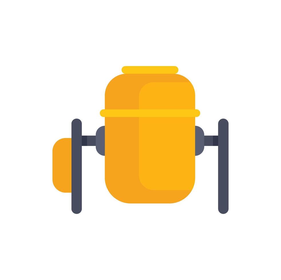 Yellow concrete mixer mixing cement for construction project vector