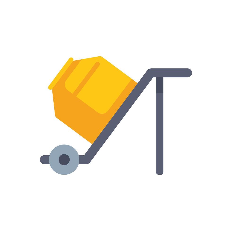 Portable concrete mixer standing on one wheel icon vector