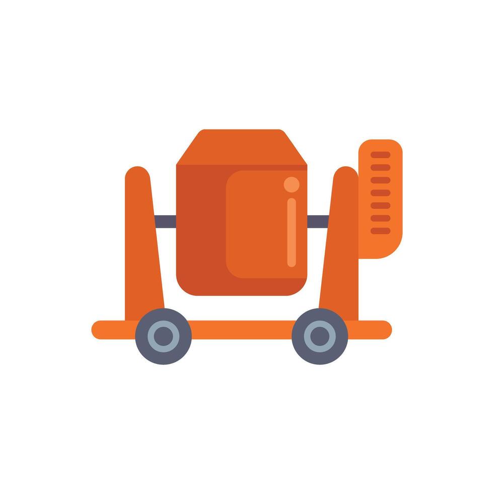 Orange cement mixer standing on wheels for construction vector