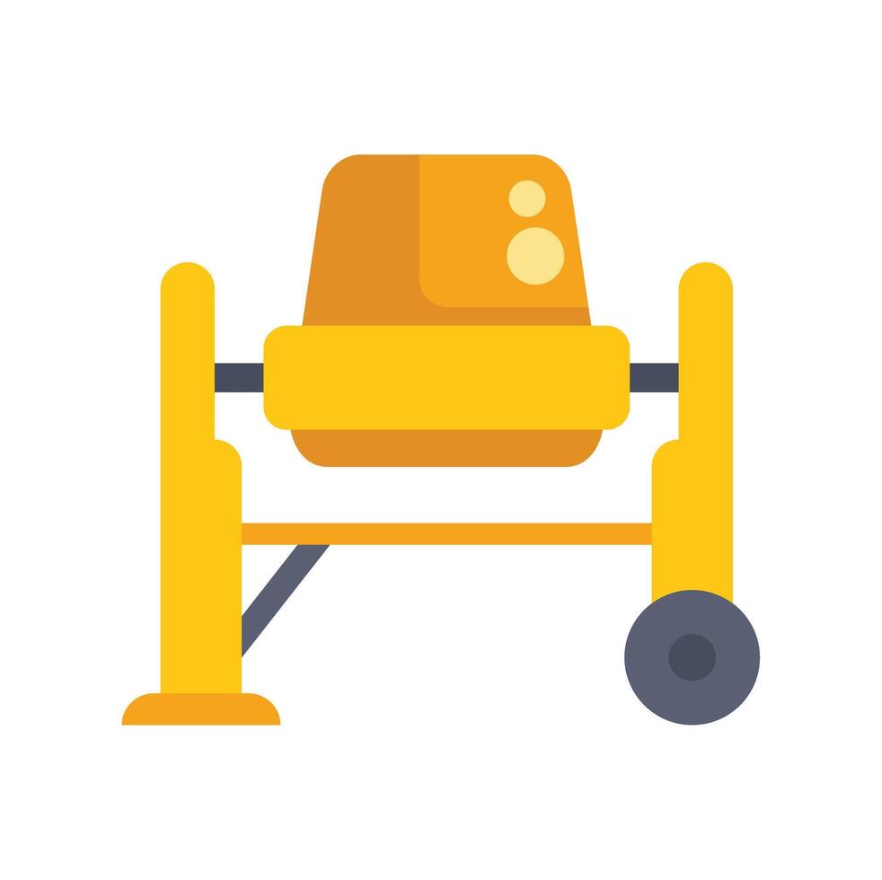 Yellow concrete mixer mixing cement for construction site vector