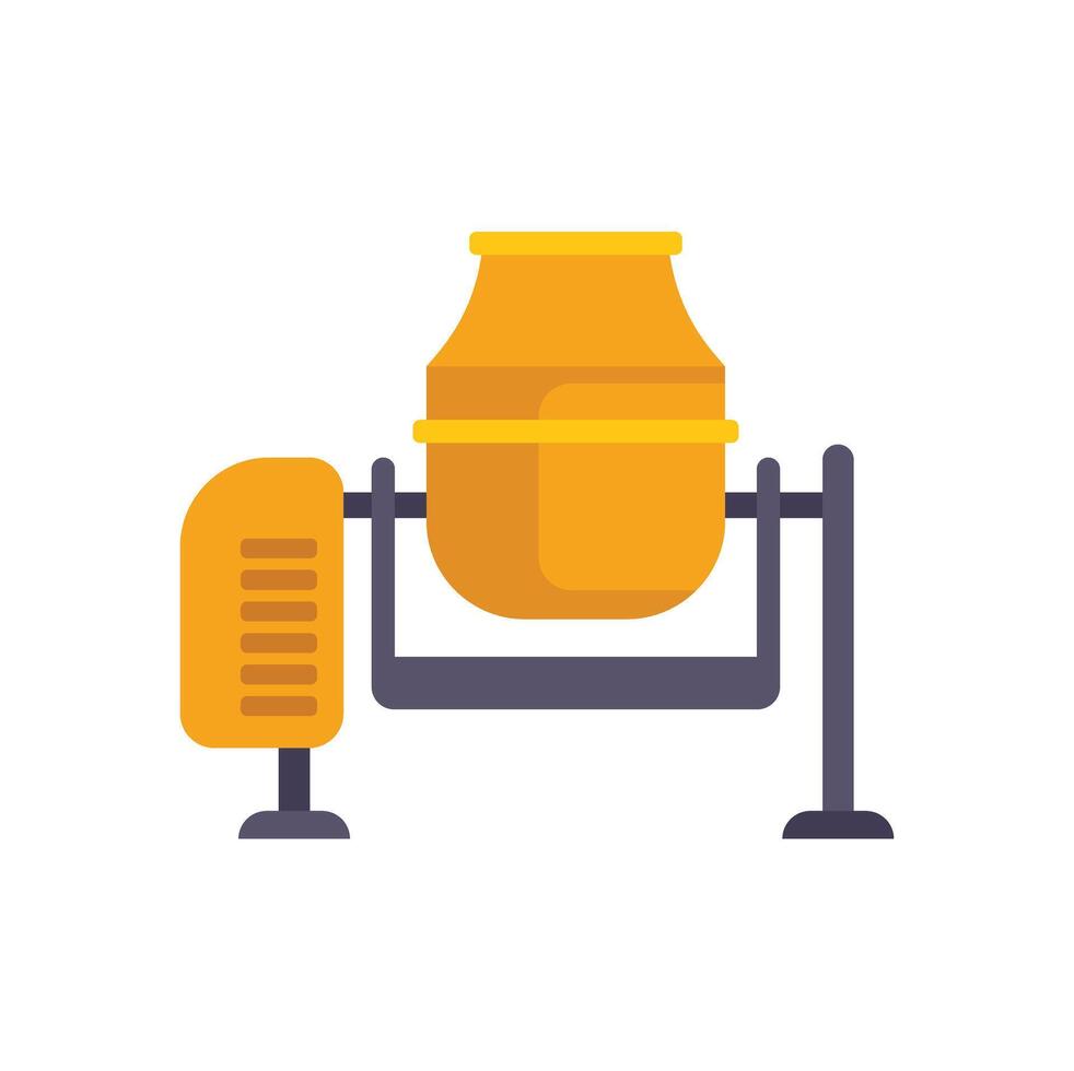 Yellow concrete mixer preparing cement for construction project vector