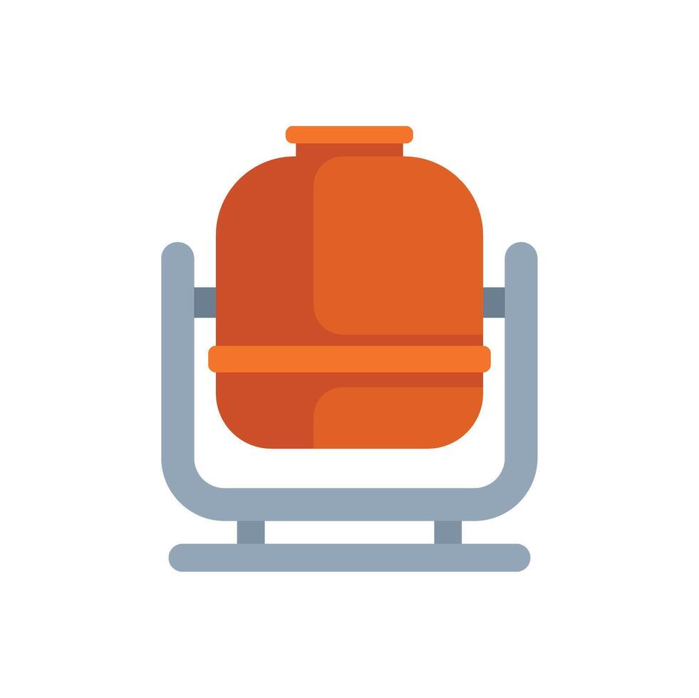 Orange concrete mixer mixing cement for construction site vector