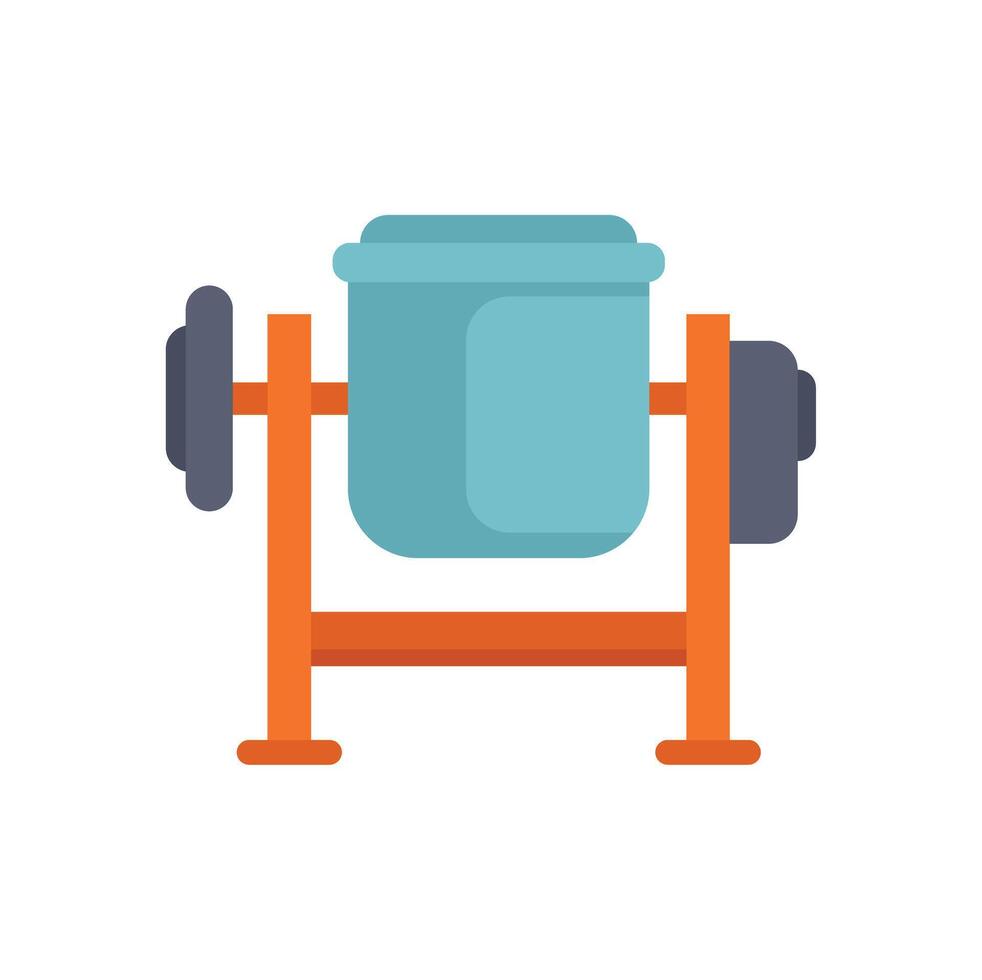 Concrete mixer standing on metal legs for construction works vector