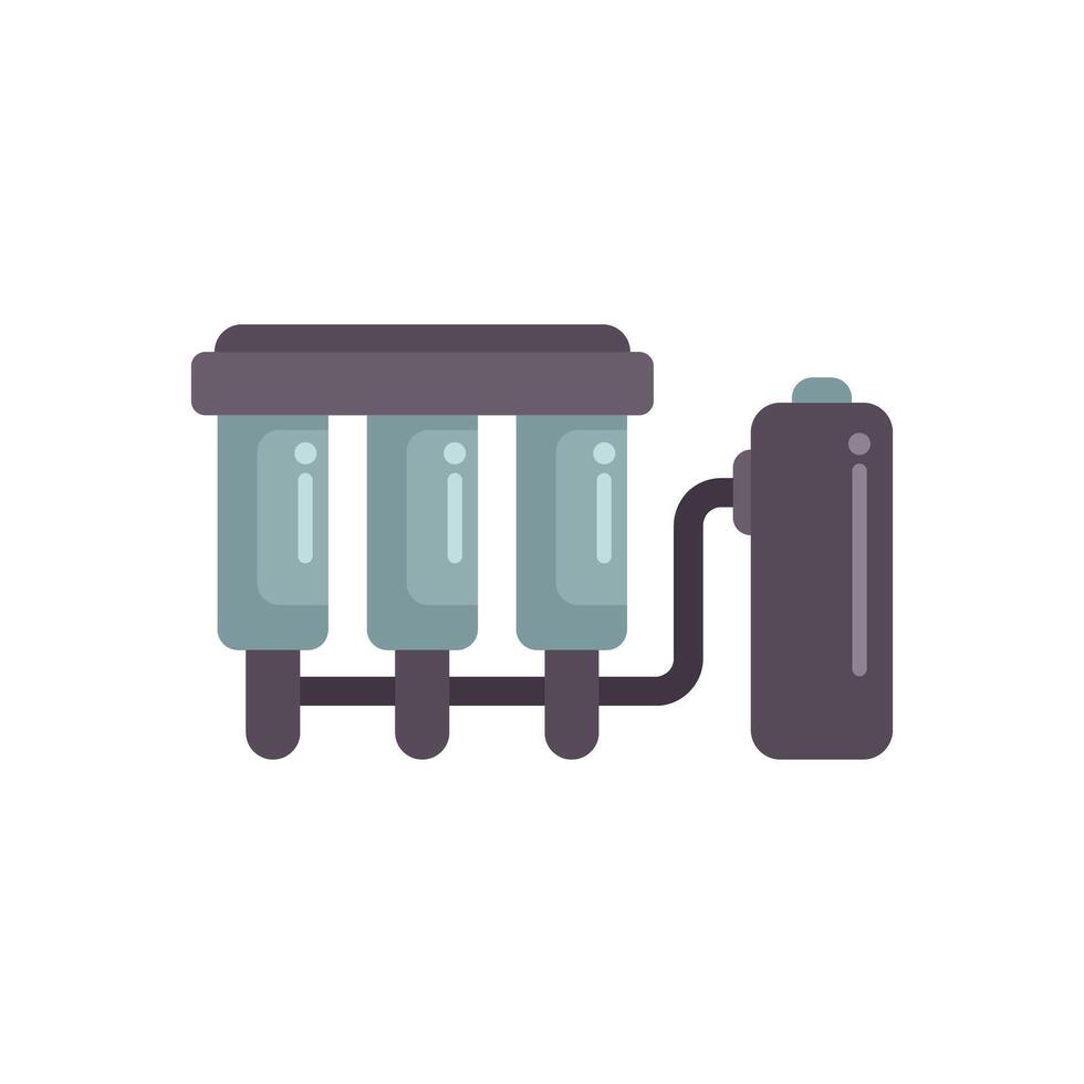 Water filter system purifying drinking water with charcoal filter cartridges vector