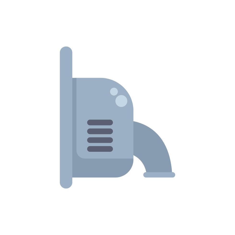 Car muffler part of exhaust system with pipe flat icon vector