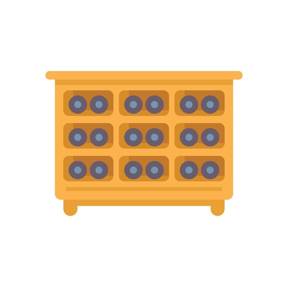 Wooden wine rack storing wine bottles for tasting or aging vector