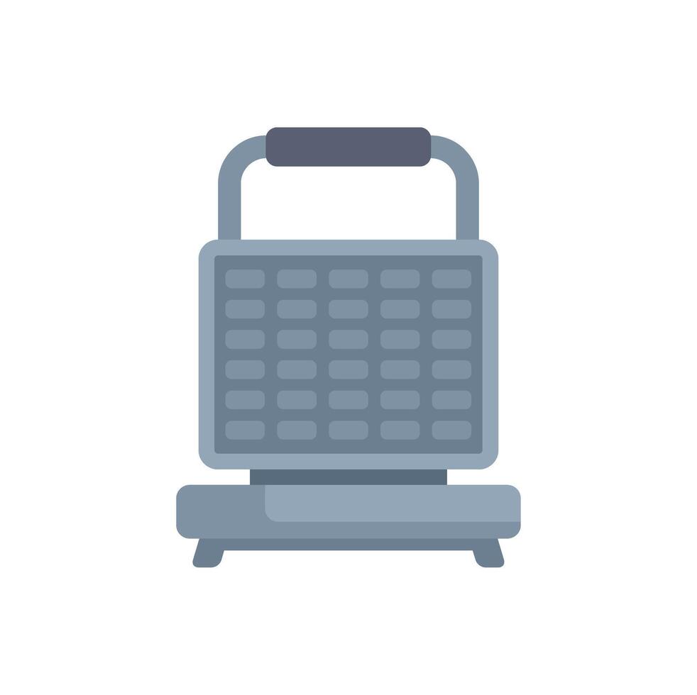 Modern electric waffle maker standing closed with handle up vector