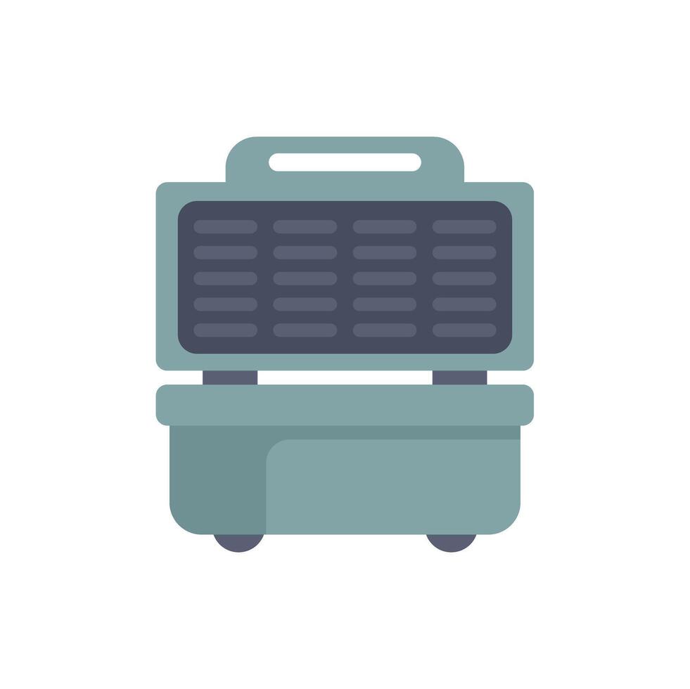 Electric waffle maker iron with open lid standing on white background vector
