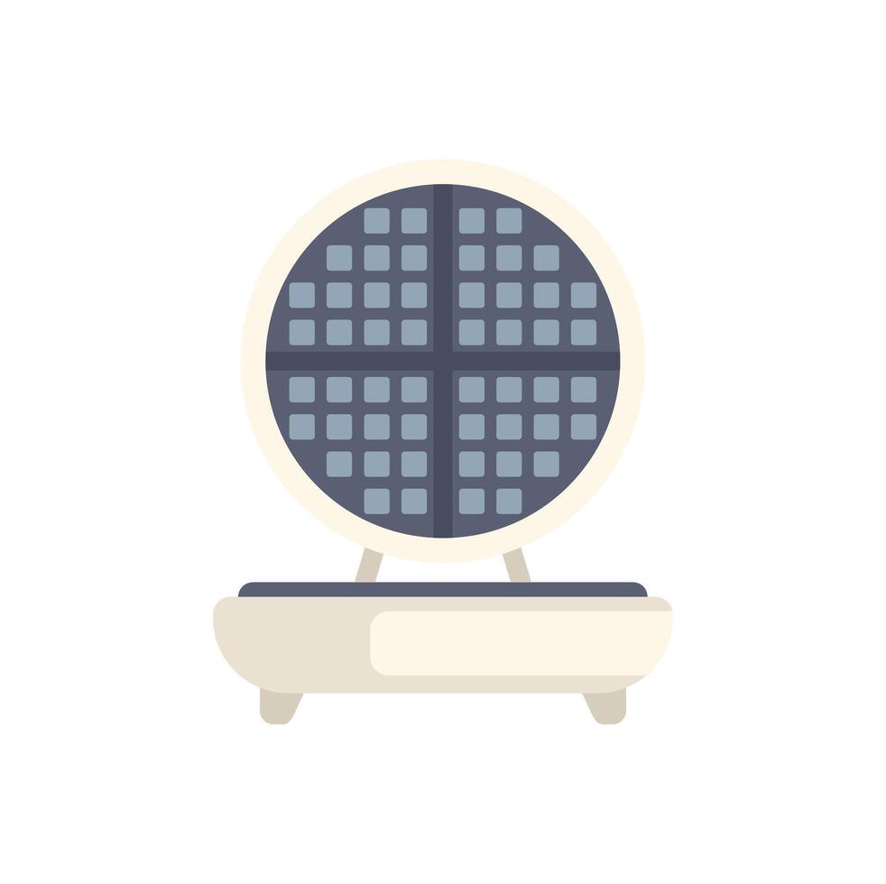 Round waffle maker preparing delicious breakfast waffles vector
