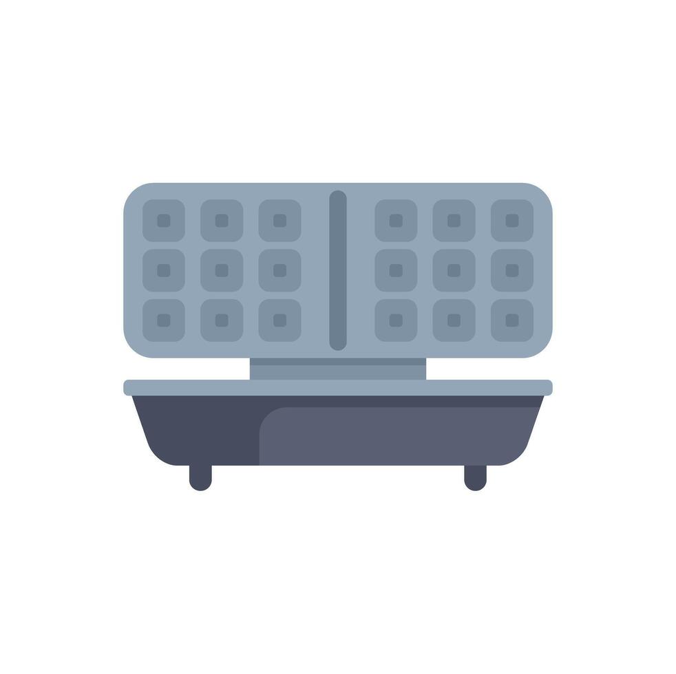 Electric waffle maker preparing delicious square waffles for breakfast vector