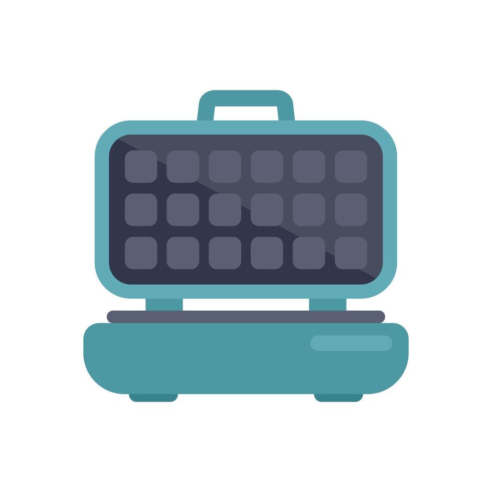 Electric waffle maker preparing delicious breakfast waffles vector