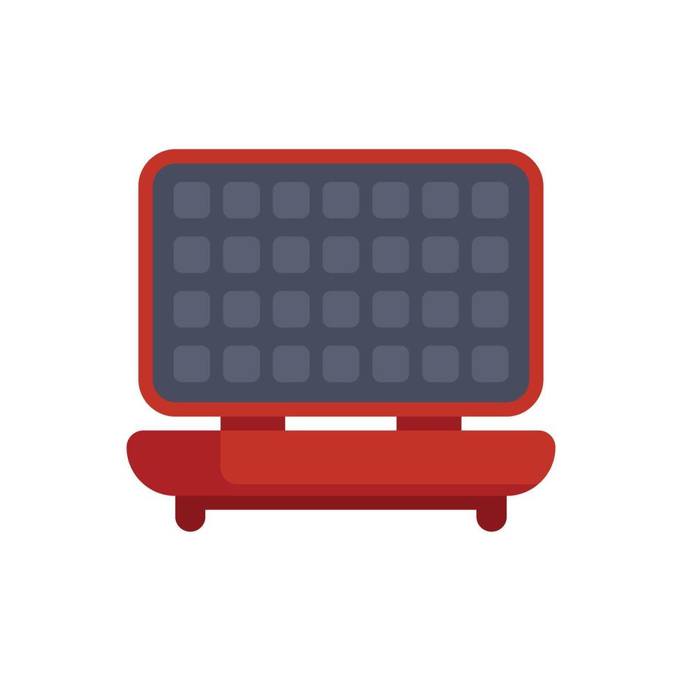 Red electric waffle maker making breakfast waffles vector
