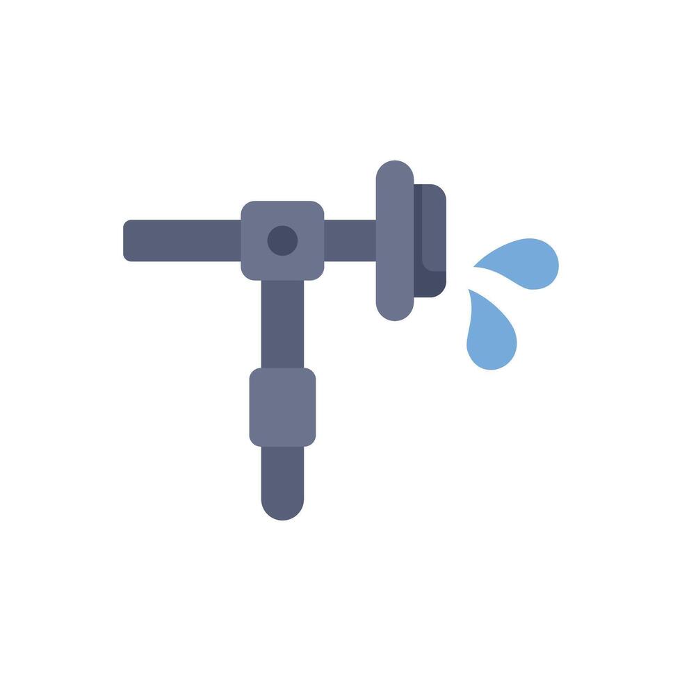 Broken water pipe leaking flat icon illustration vector