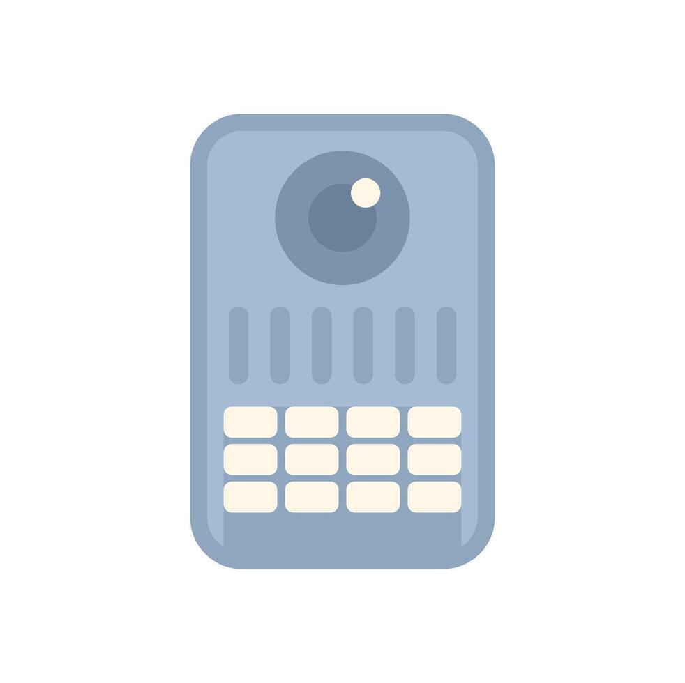 Blue intercom system for apartment building security vector