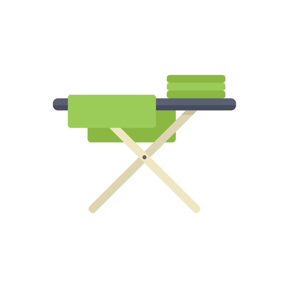 Ironing board with folded clothes on white background vector