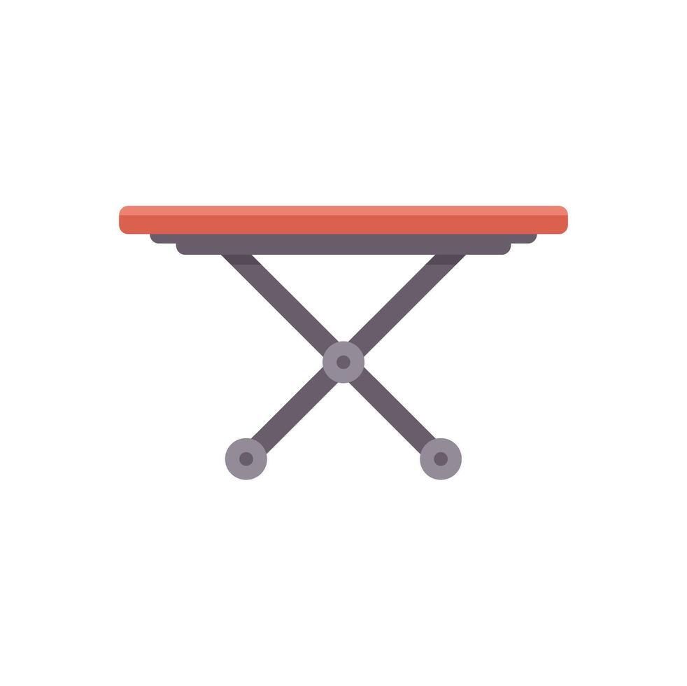 Ironing board with folding legs standing on white background vector