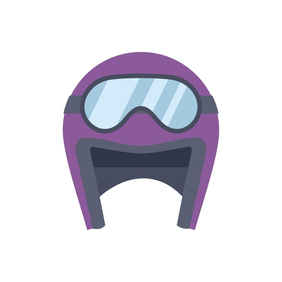 Purple motorcycle helmet with goggles providing safety and style vector