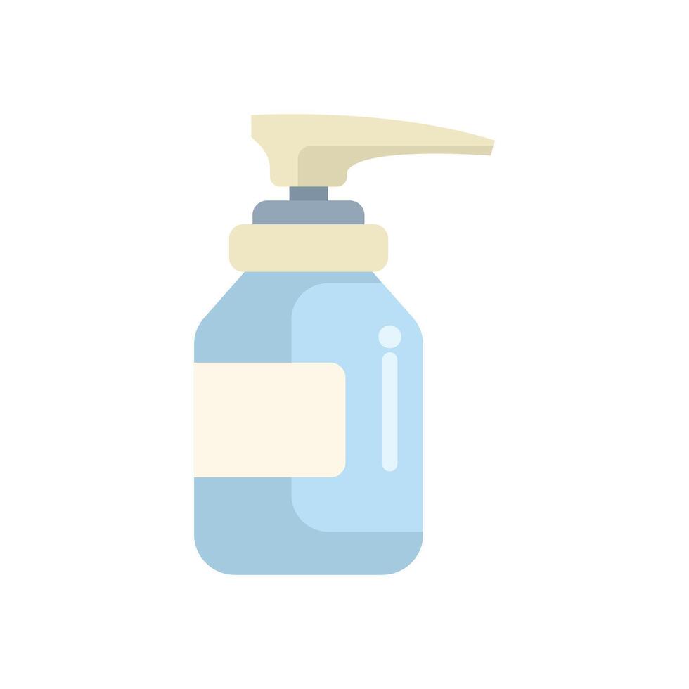 Blue plastic bottle dispenser with pump for liquid soap or cream vector