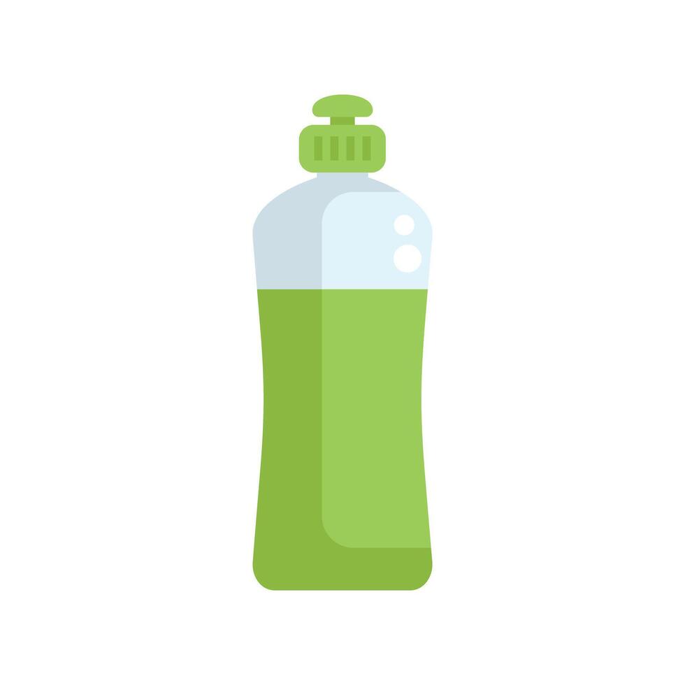 Green plastic bottle with dispenser pump containing liquid soap for dish washing vector
